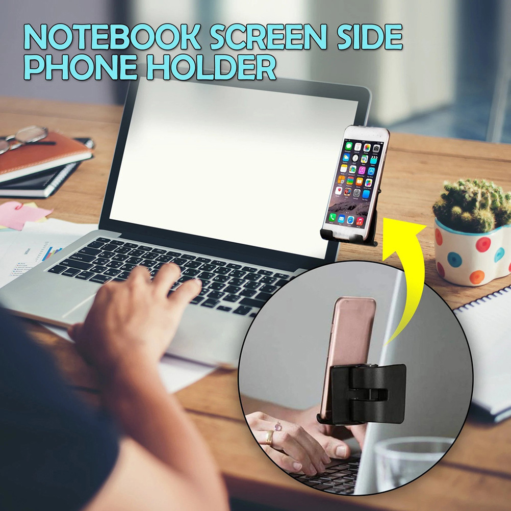 Notebook Computer Screen Side Mount Stand Mobile Phone Holder Monitors Bracket Ebay