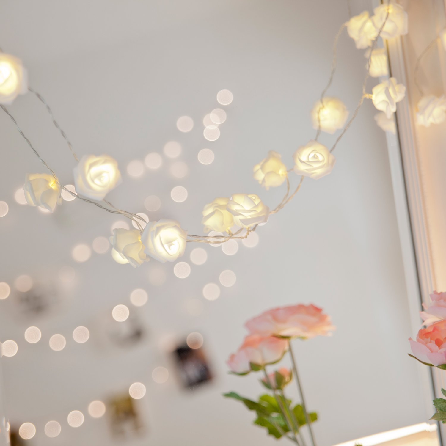 20 Pink Led String Rose Flower Fairy Lights Indoor Christmas Xmas 20 Pink Led String Rose Flower Fairy Lights Indoor Christmas Xmas Party Bedroom