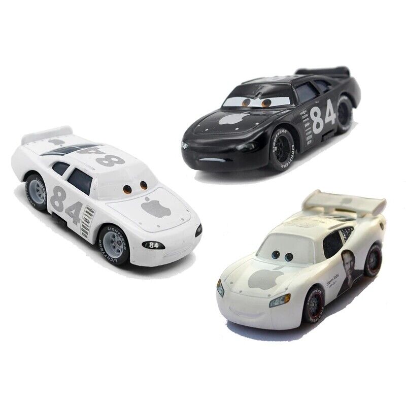 3Pcs Disney Pixar Cars McQueen Film No.84 White&Blcak&Steve Jobs