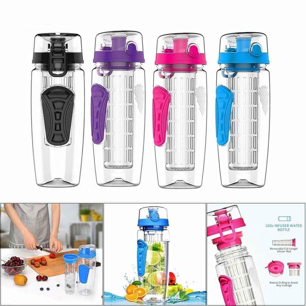 Trinkflasche mit Fruchteinsatz Infuser Wasserflasche Sportflasche Sport 1000ml