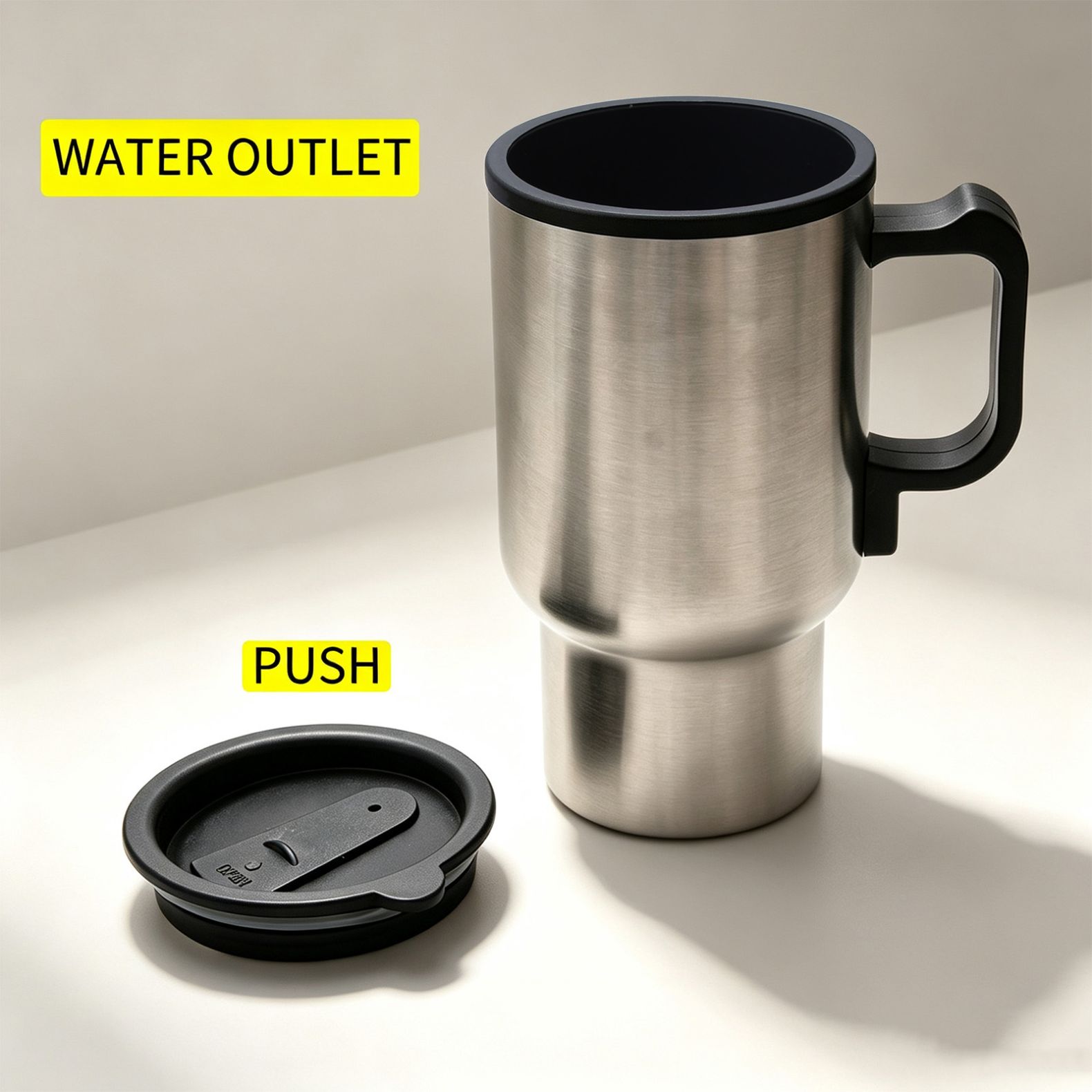 cigarette lighter coffee mug 12V Travel Heating Cup 450ml Stainless Steel Car with Plug Cool Touch Outer Shell With Easy Grip Handle And Sip Lid Lighter Mug, Flame Mug, Fire