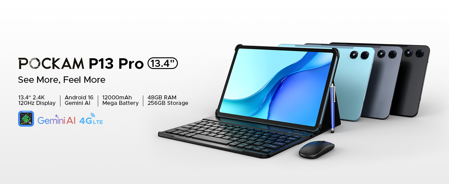 POCKAM P13 Pro Android 16 Tablet 13.4 inch Tablet 48GB+256GB