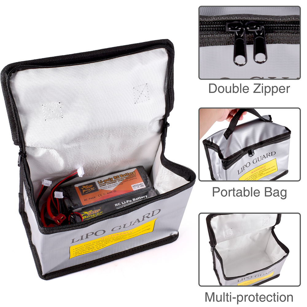 Sac Ignifuge Et Étanche Pour Batteries Lipo – Protection Feu/Eau, Double Fermeture Éclair, Grande Capacité Pour Drone FPV