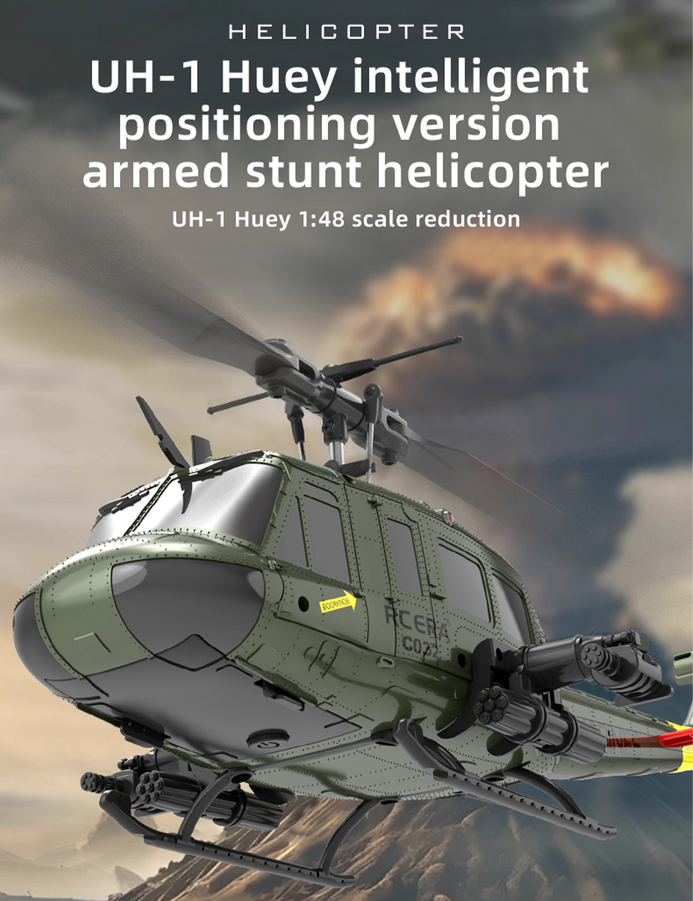 RC ERA C032 Huey UH-1 RC Helicopter 1/48 Gyro 6CH 3D One-key