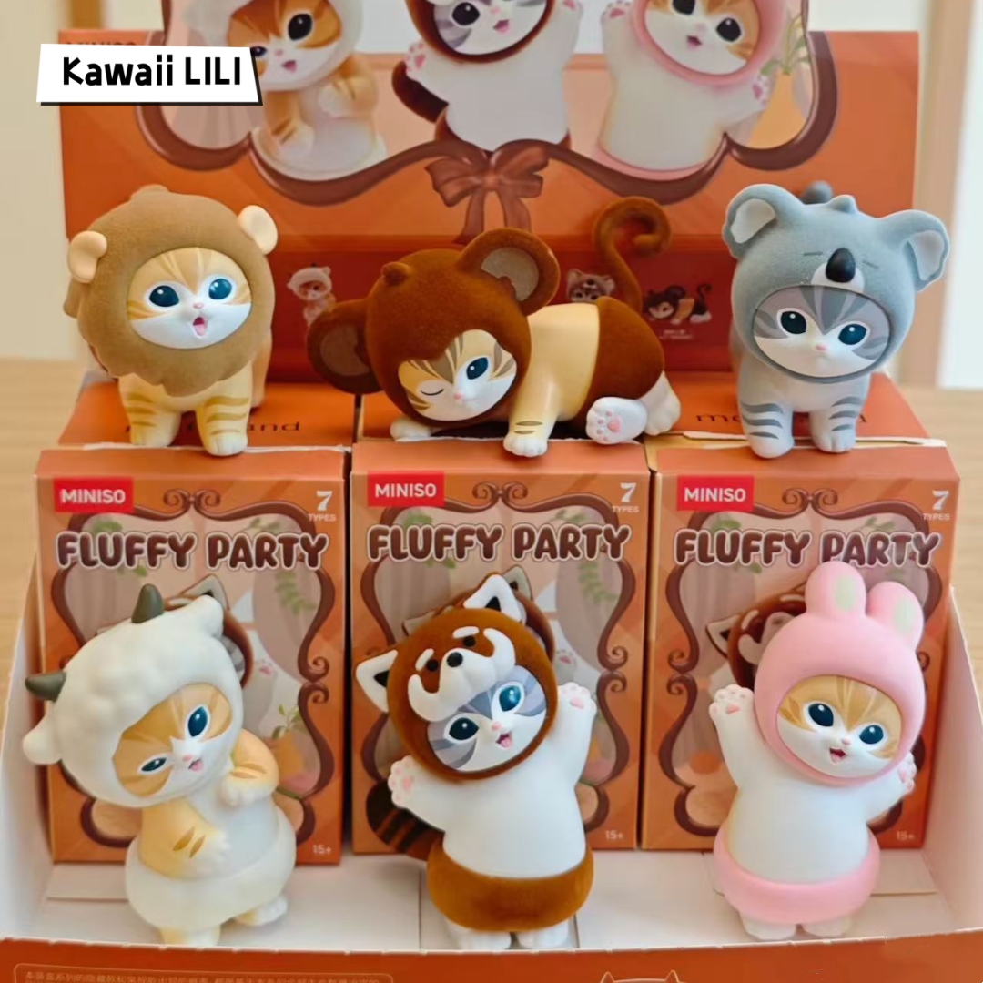 miniso×mofusand 確認用 MINISO Mofusand Fluffy Party Series Cat Blind Box Confirmed Figure