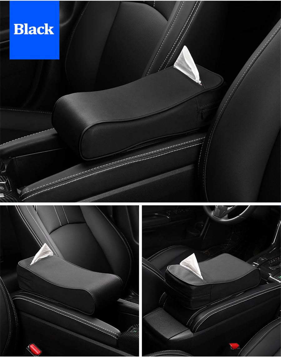 MoreChioce Car Armrest Pad Center Console Cover Leather Armrest Box Mat  Memory Foam Arm Rest Cushion for SUV Truck Vehicle Black 