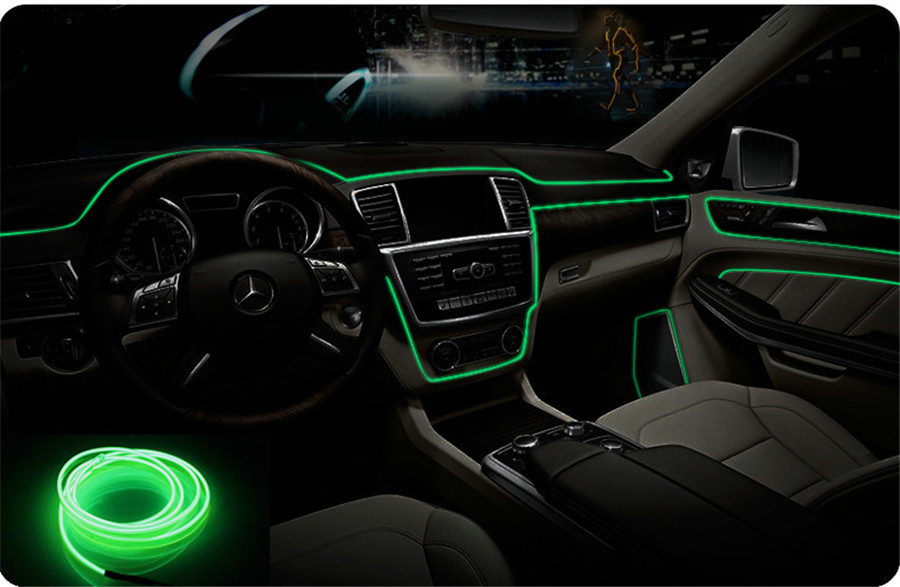 12V 4m Green Car LED Strip Interior Ambient Light Decorative Optical