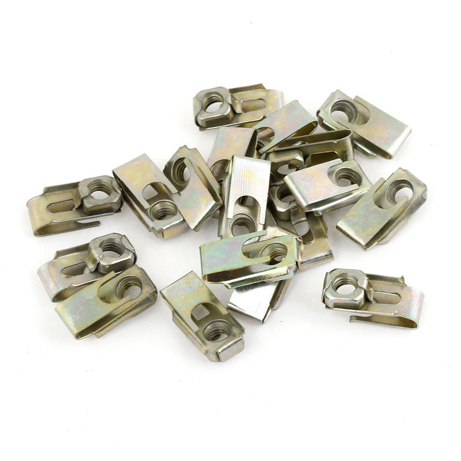 20X Metal U Shape Clips Speed Nuts Fastener Rivet M6 for Auto Car Pannel Fender