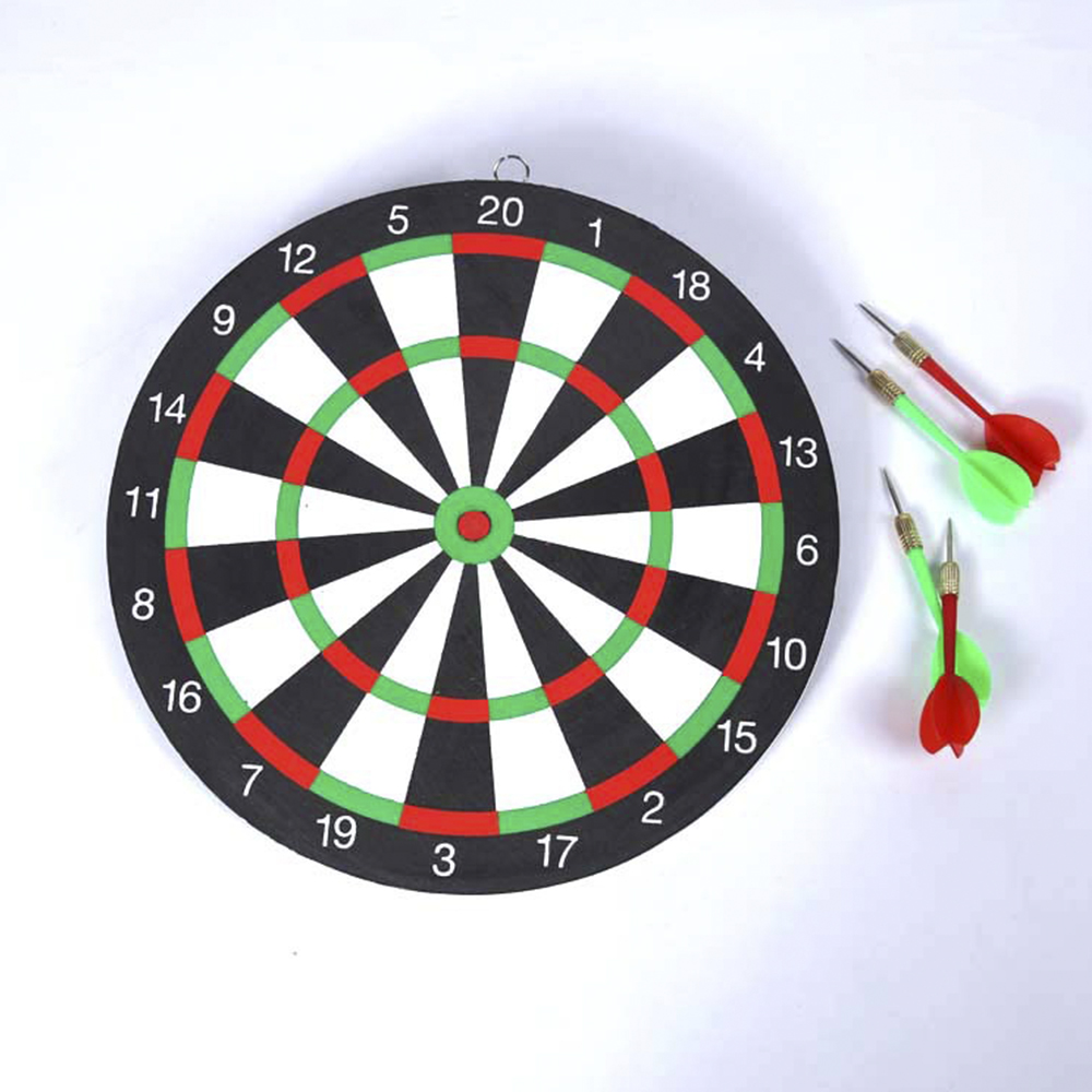 12 In Dart Board Sets Family Office Wood Dartboard Sports Exercise Game