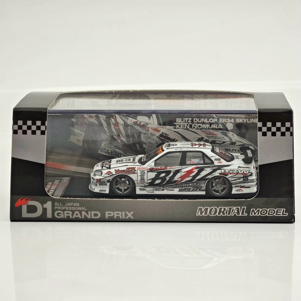 1:64 MORTAL NISSAN SKYLINE ER34 URAS D1GP BLITZ DUNLOF Diecast