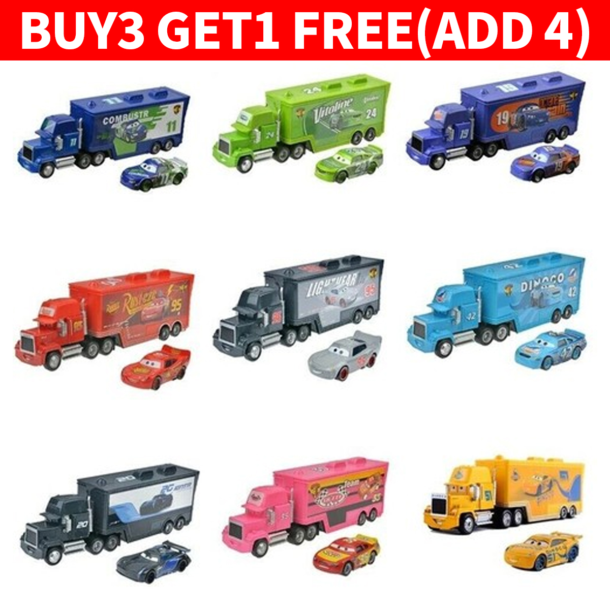 Disney Pixar Cars 3 Mack Lightning McQueen Chick Hick King Hauler