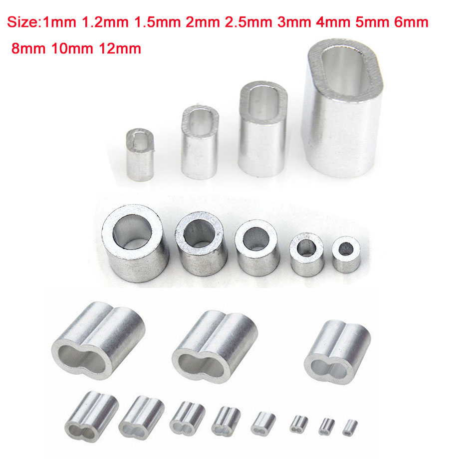 1mm12mm Aluminium Clamp Ferrules Sleeves Wire Rope Round Double Hole