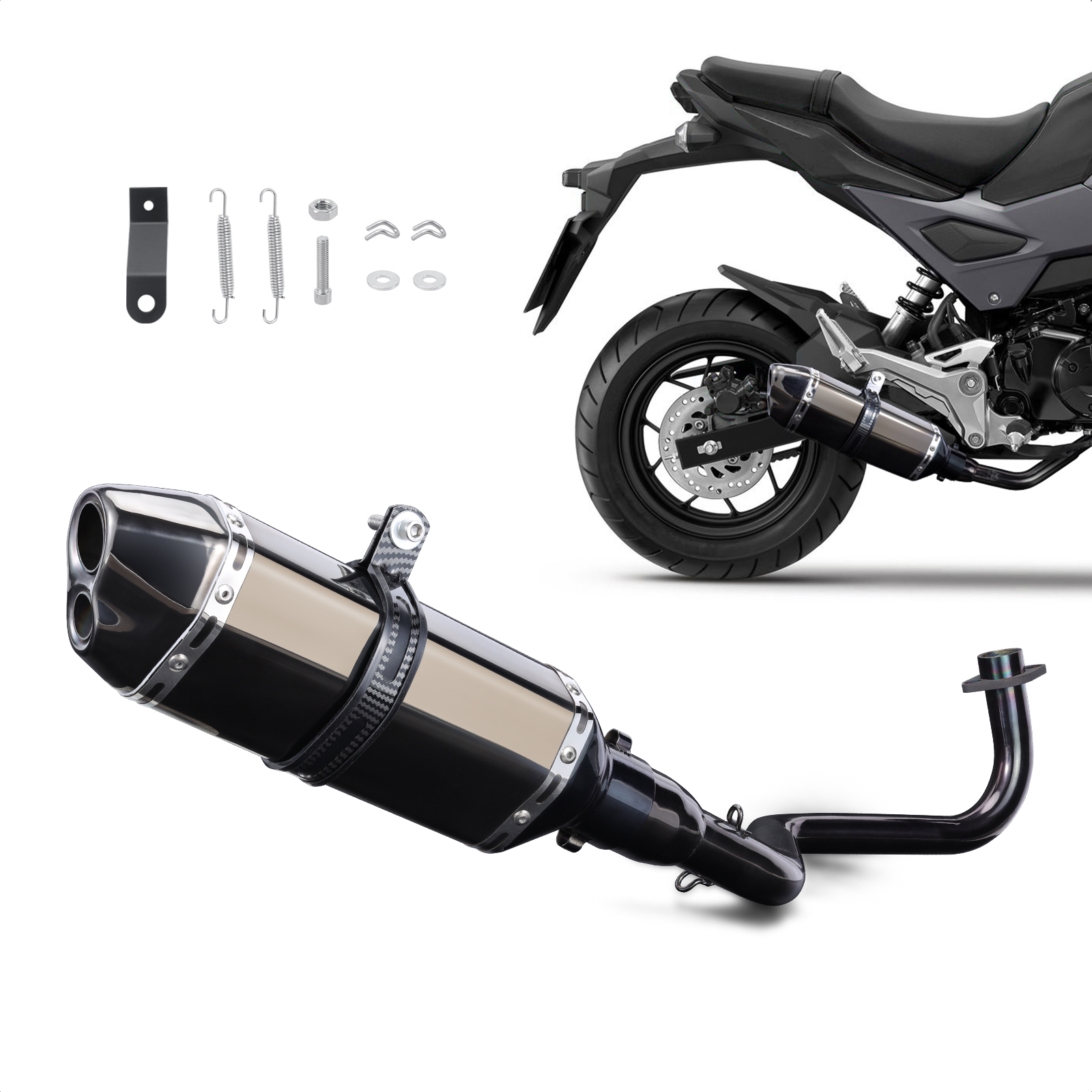 0507B： BB EXHAUST SYSTEM HONDA GROM MSX Akrapovic Racing Line (Titanium) Full Exhaust 16-20 Honda