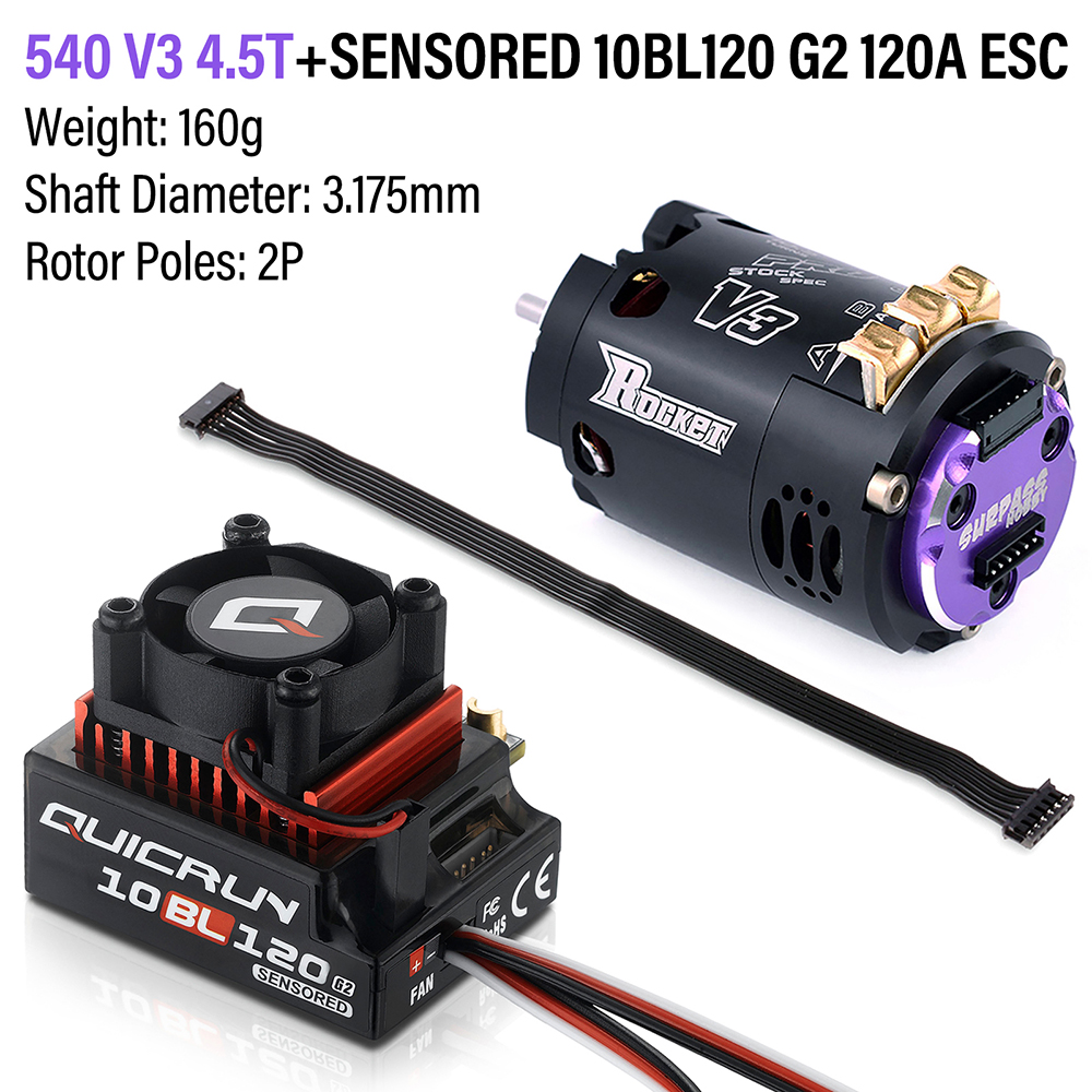Hobbywing 120A ESC Rocket 540 Motor Sensored Brushless Combo