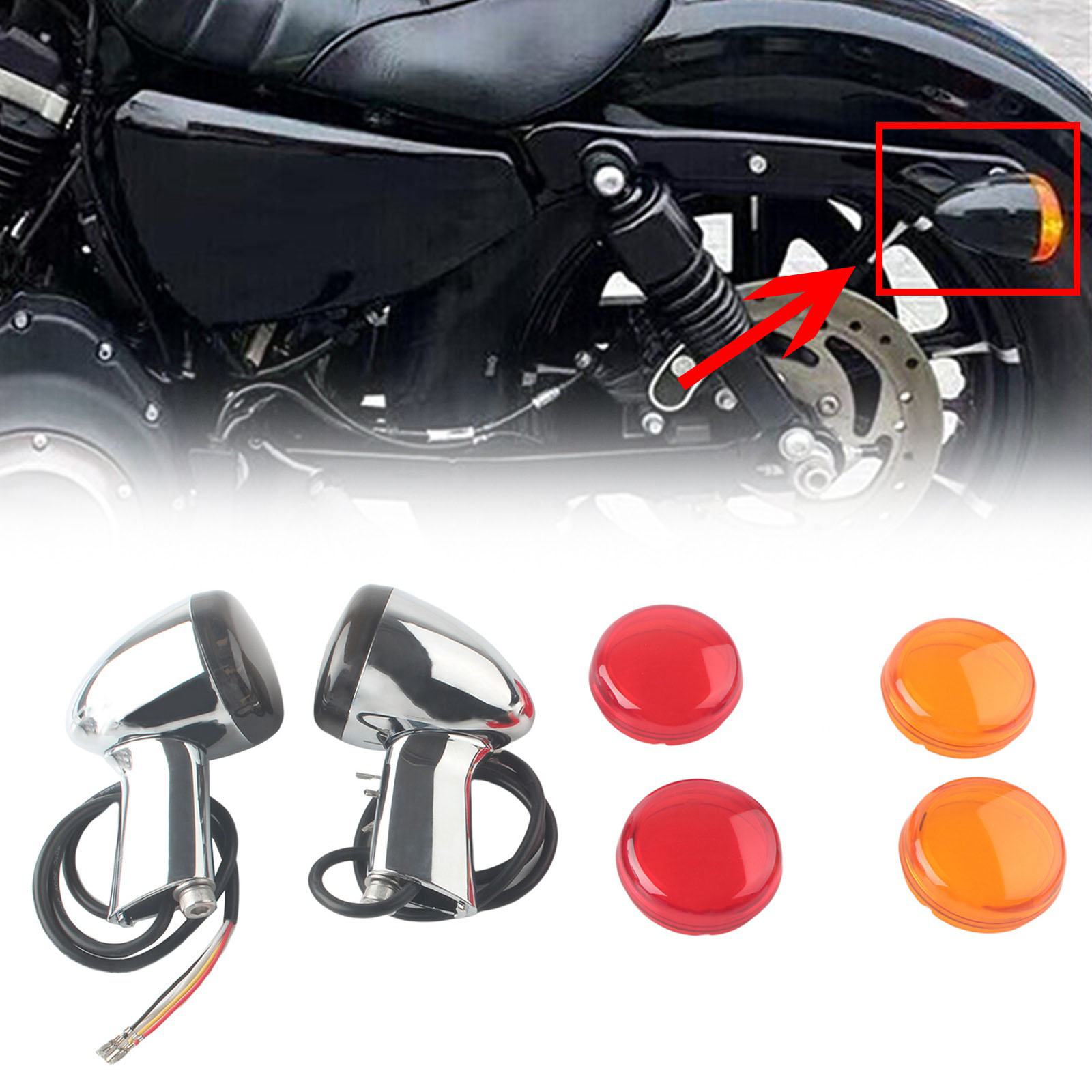 LED Turn Signal Indicator Lights Kit For Harley Sportster 883 1200