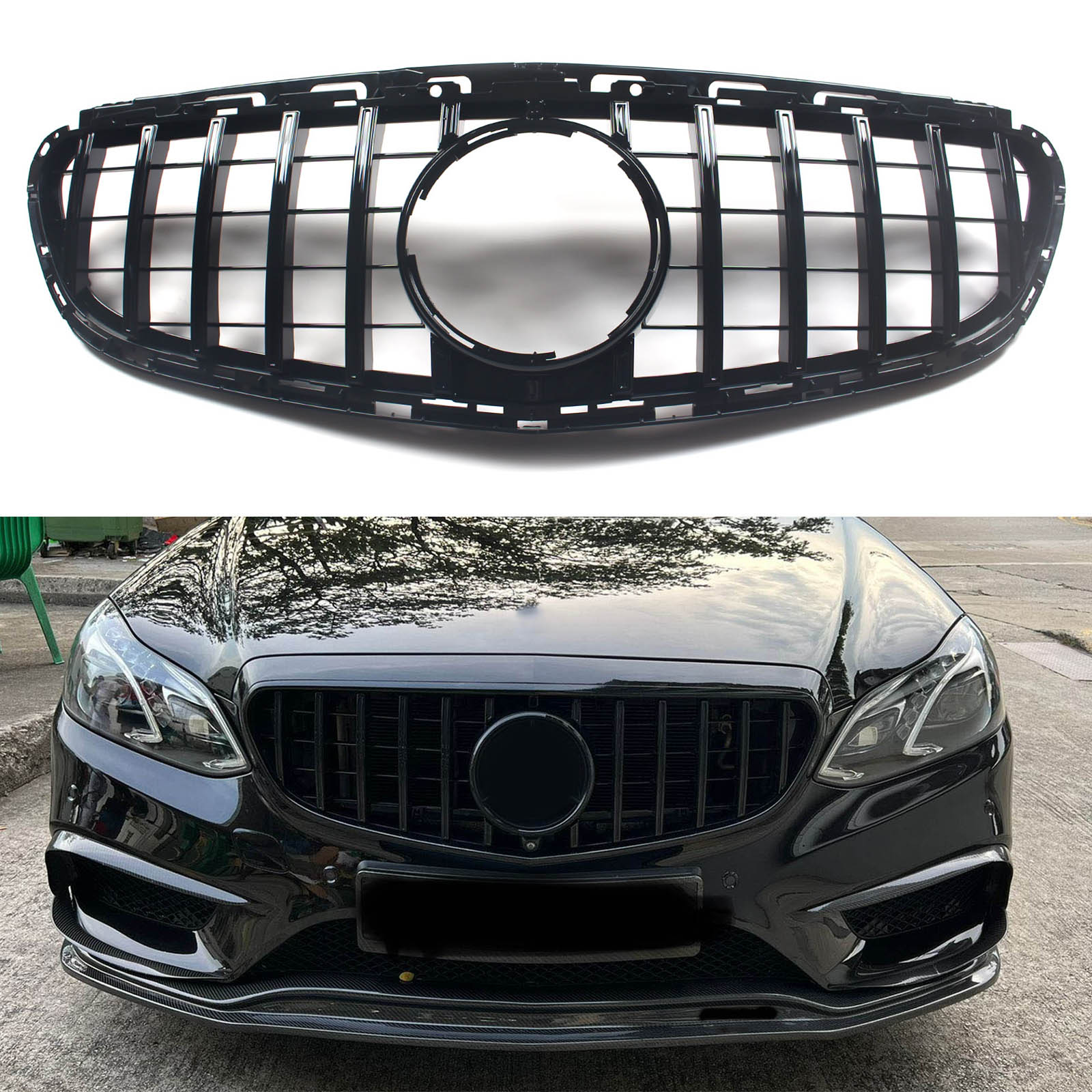 パーツ Mercedes-Benz S212 E Class FrontGrill Front Bumper Grille Grill Shiny Black For Benz 14-16 E-Class W212