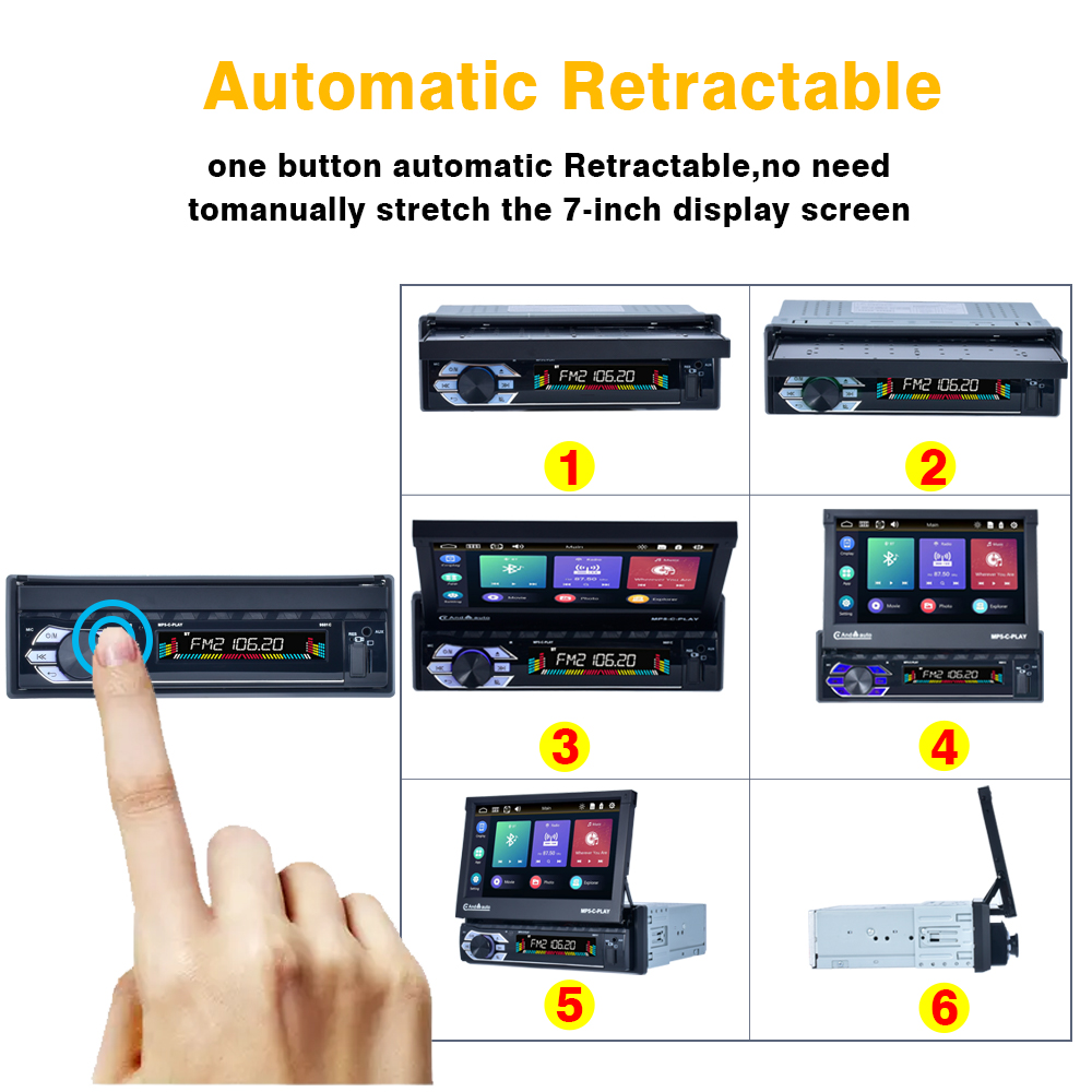 1 Din Car Stereo Radio 7'' Touch Screen Carplay auto FM