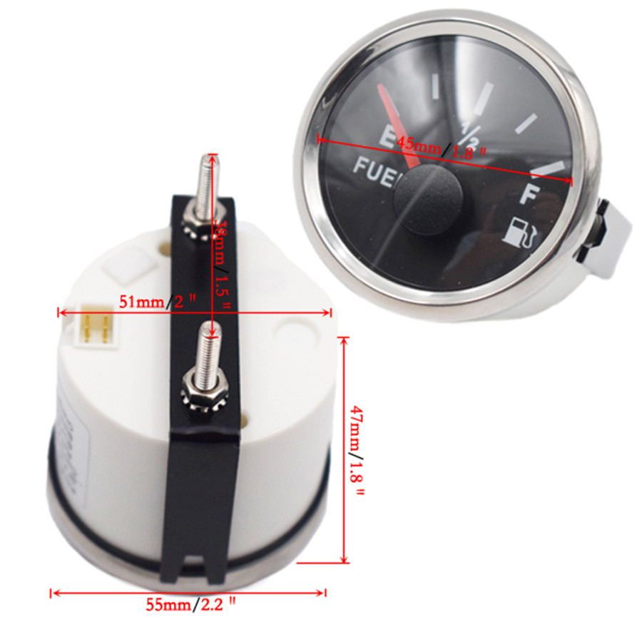 52mm Waterproof Fuel Level Gauge 0-90 ohms 9-32VDC For Car Truck